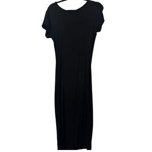 Missguided Midi Black Cotton Dress in Size 8